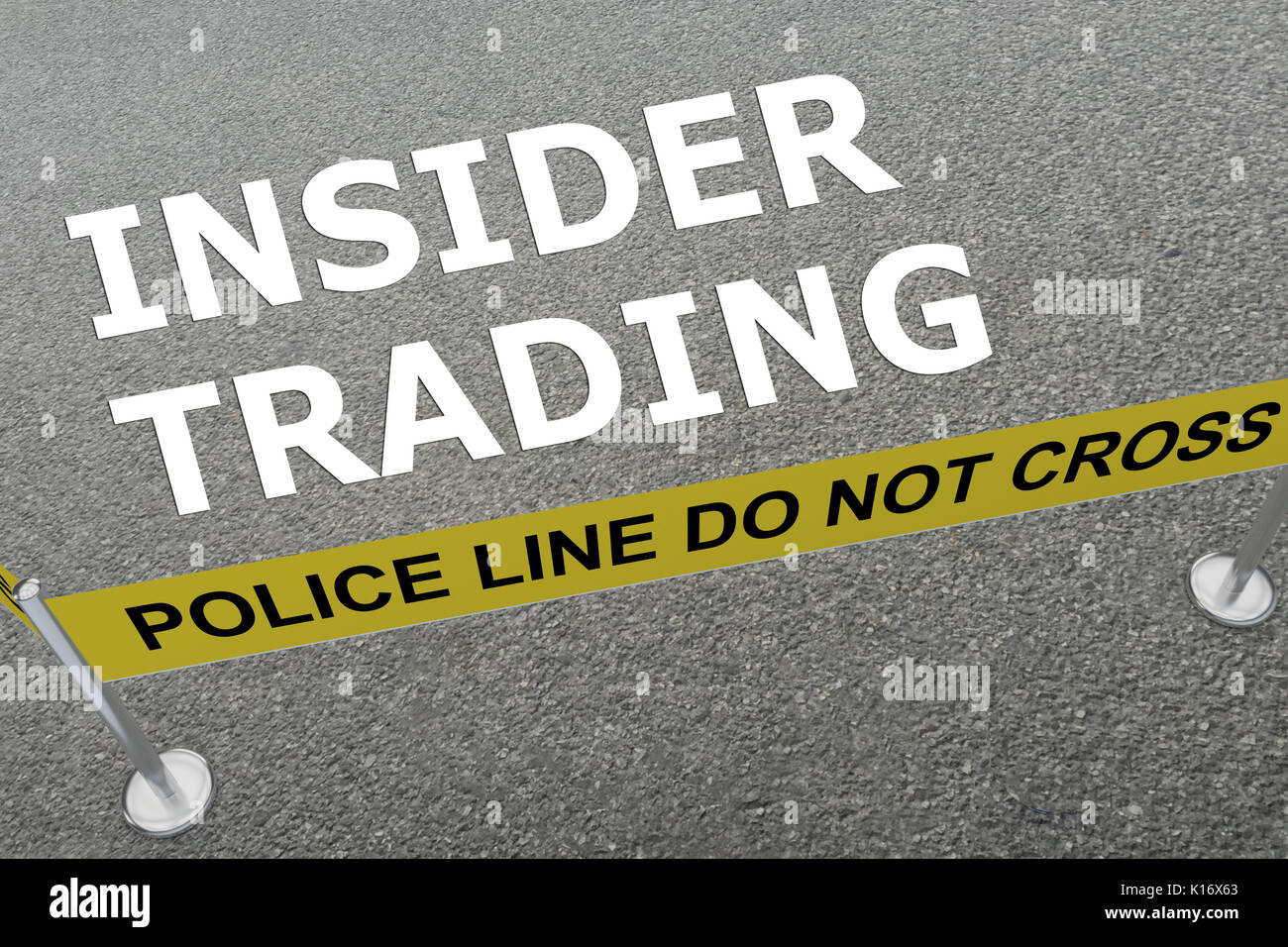 3D ILLUSTRAZIONE DI "INSIDER TRADING" titolo sul terreno in un arena di polizia Foto Stock