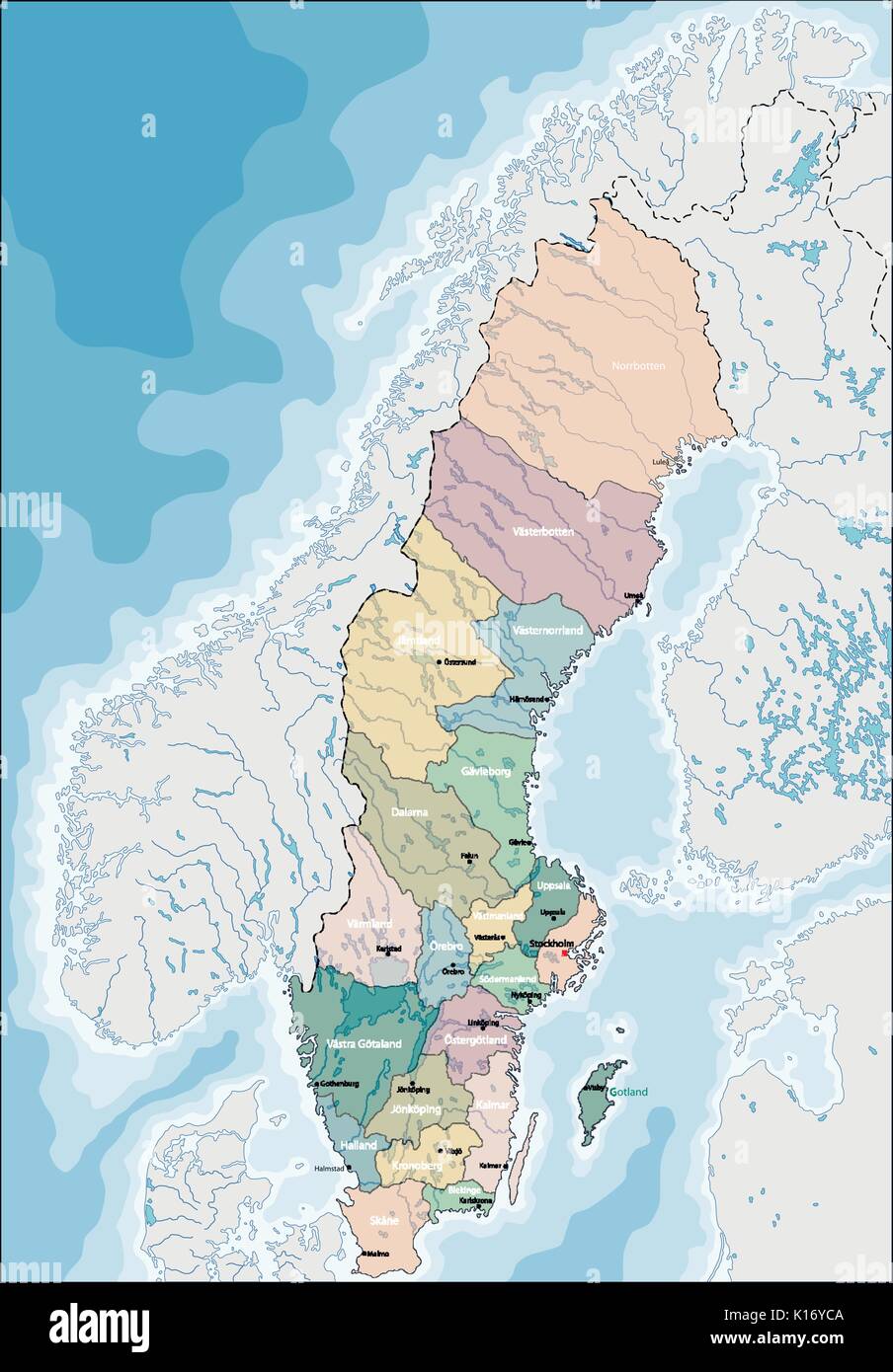 Mappa della Svezia Illustrazione Vettoriale