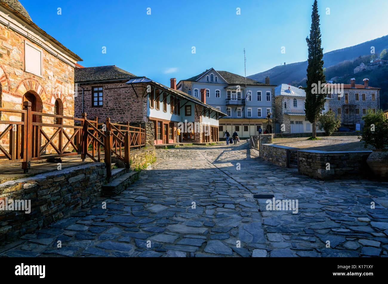 I dettagli di costruzione in Karyes sul santo monte Athos, Grecia Foto Stock