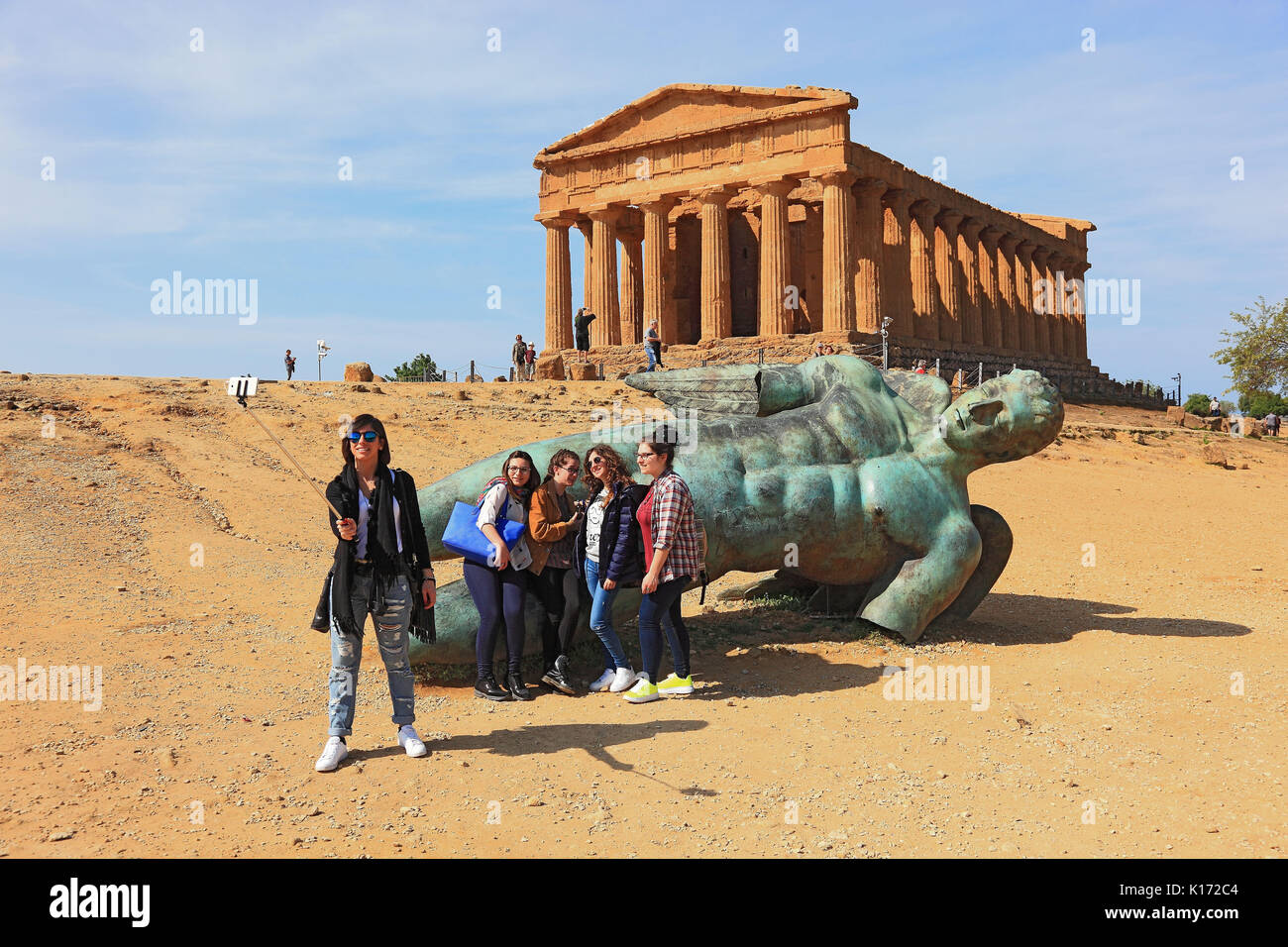 Sicilia, Parco Valle dei Templi di Agrigento, Unesco, resti della città antica di Akragas nella Valle dei Templi di Agrigento, la Concordia T Foto Stock