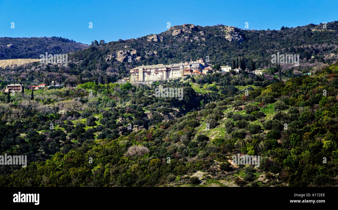 Monastero di Xiropotamou, Monte Athos, Halkidiki Foto Stock