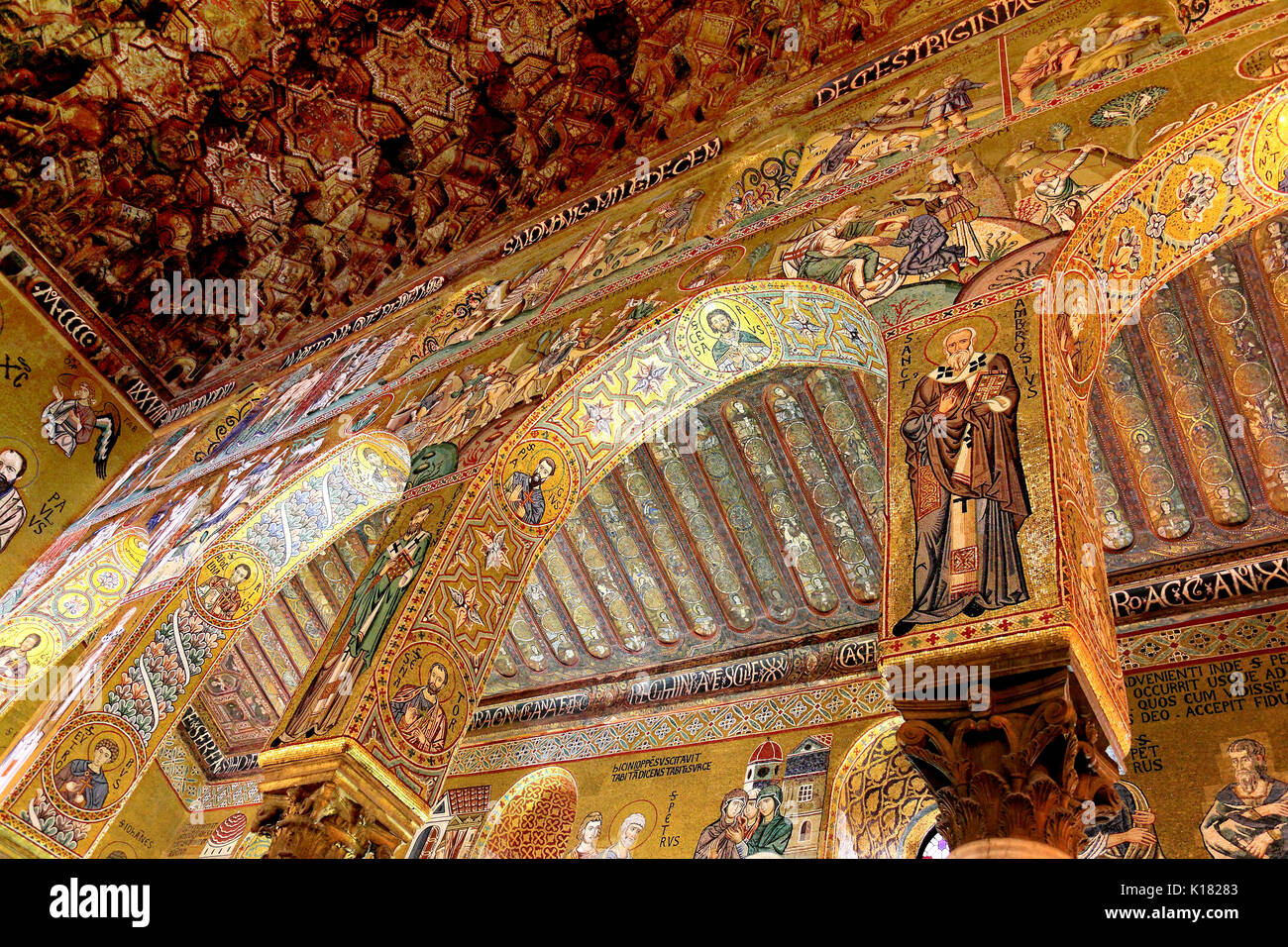 Sicilia, la città di Palermo, nella Cappella Palatina di Palazzo Reale, Palazzo Reale, chiamato anche Palazzo dei Normanni o di Norman Palace, UNESCO Foto Stock