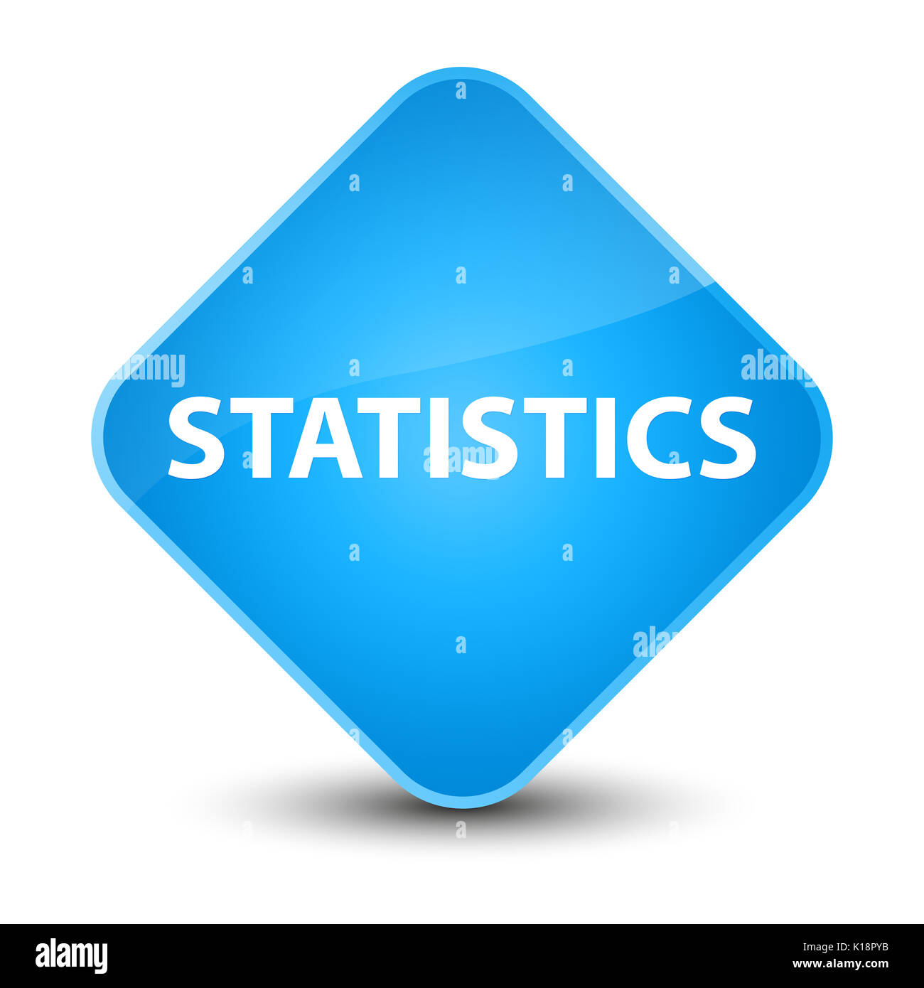 Statistiche isolati su elegante blu ciano pulsante diamante illustrazione astratta Foto Stock
