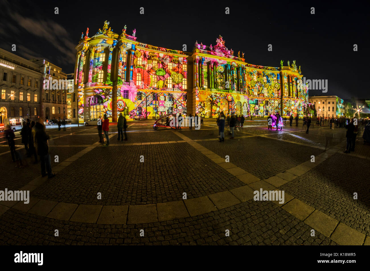 Proiezione di luce alla Humboldt University di Berlino, Germania Foto Stock