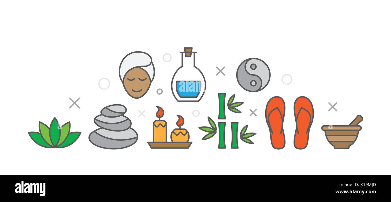 SPA illustrazione con icone Illustrazione Vettoriale