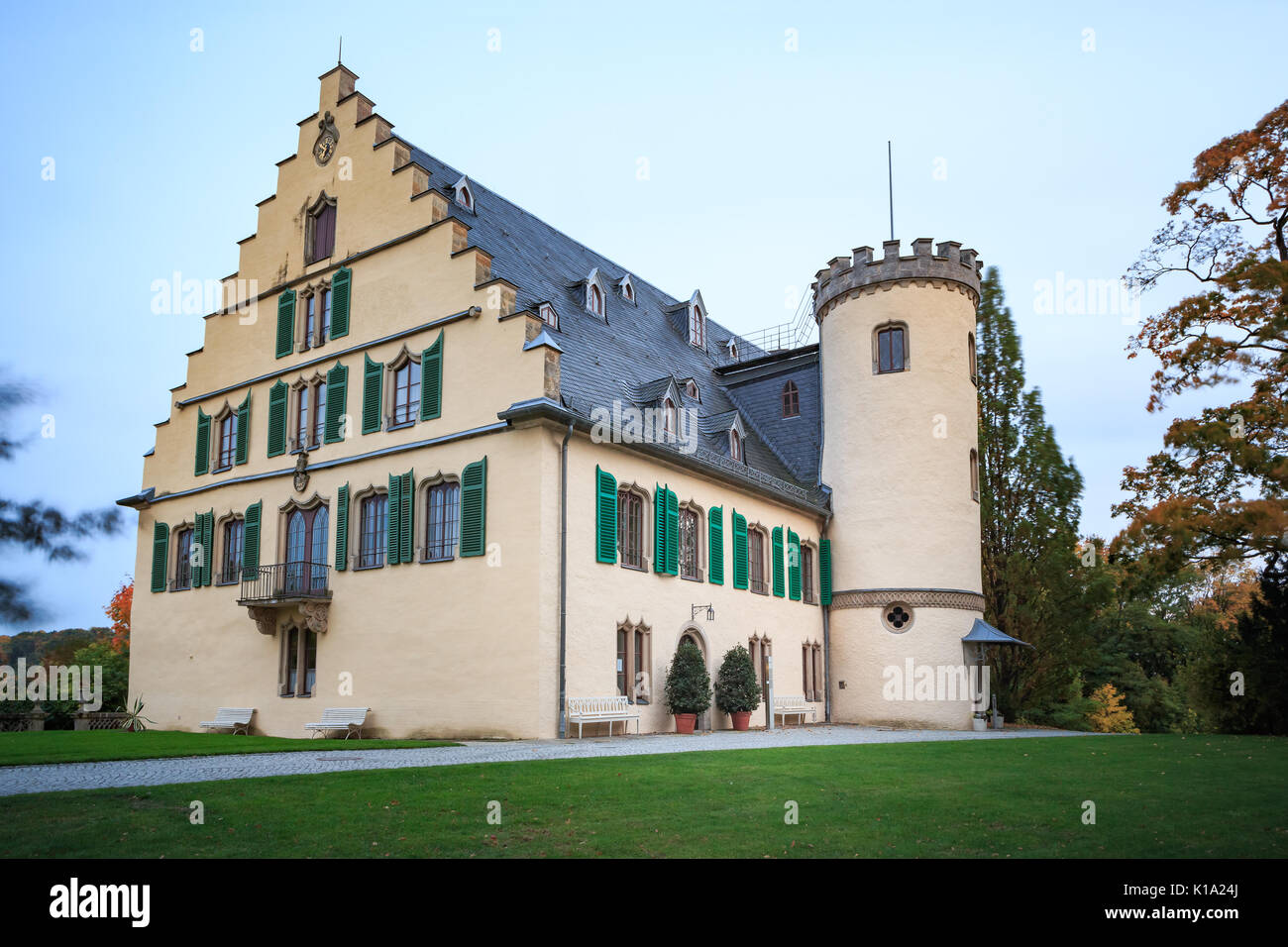 COBURG, Germania - circa ottobre, 2015: Rosenau chateau vicino a Coburg in Germania di notte Foto Stock