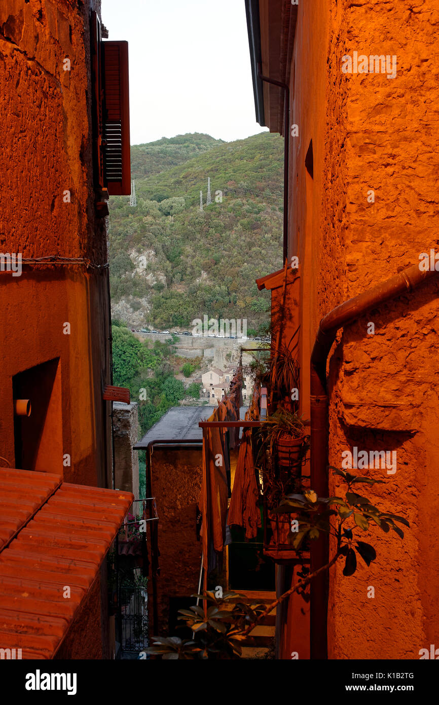 Vario angoli incantevoli della città di Pisciotta nel Parco Nazionale del Cilento. Campania Italia Foto Stock