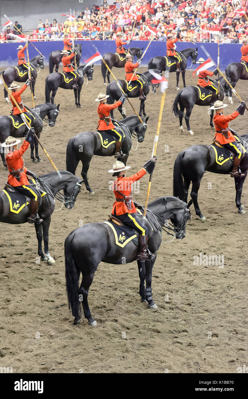 RCMP Musical Ride prestazioni, Vancouver, British Columbia, Canada. Foto Stock