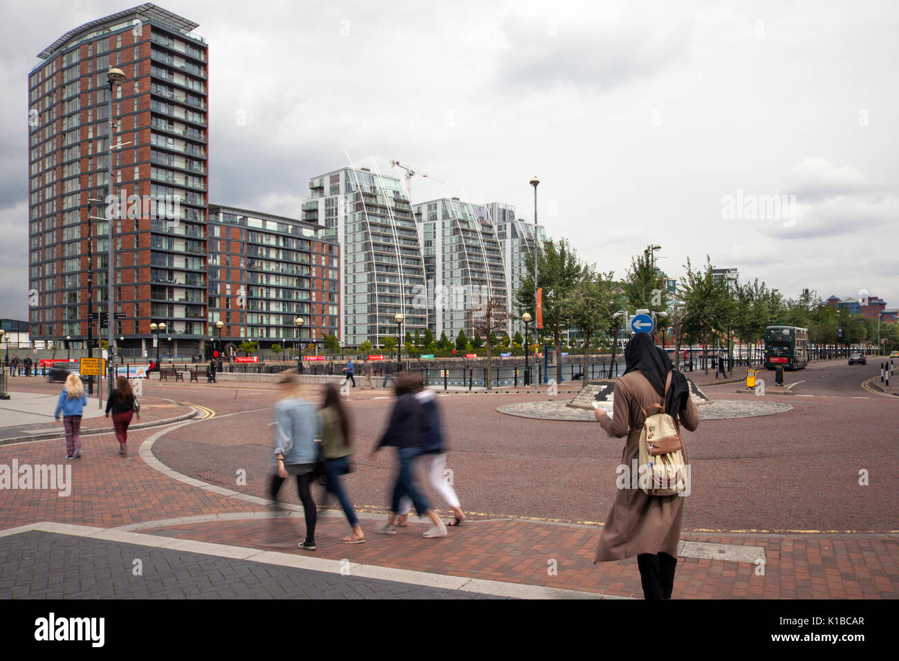 MediaCityUK è un 200-acro di uso misto lo sviluppo di proprietà sulle rive del Manchester Ship Canal a Salford Quays e Trafford, Greater Manchester, Inghilterra. Regno Unito Foto Stock