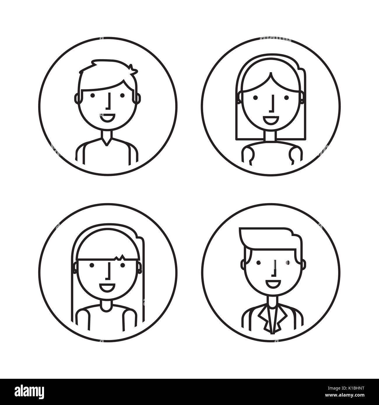 Persone Appartamento di design di linea Illustrazione Vettoriale