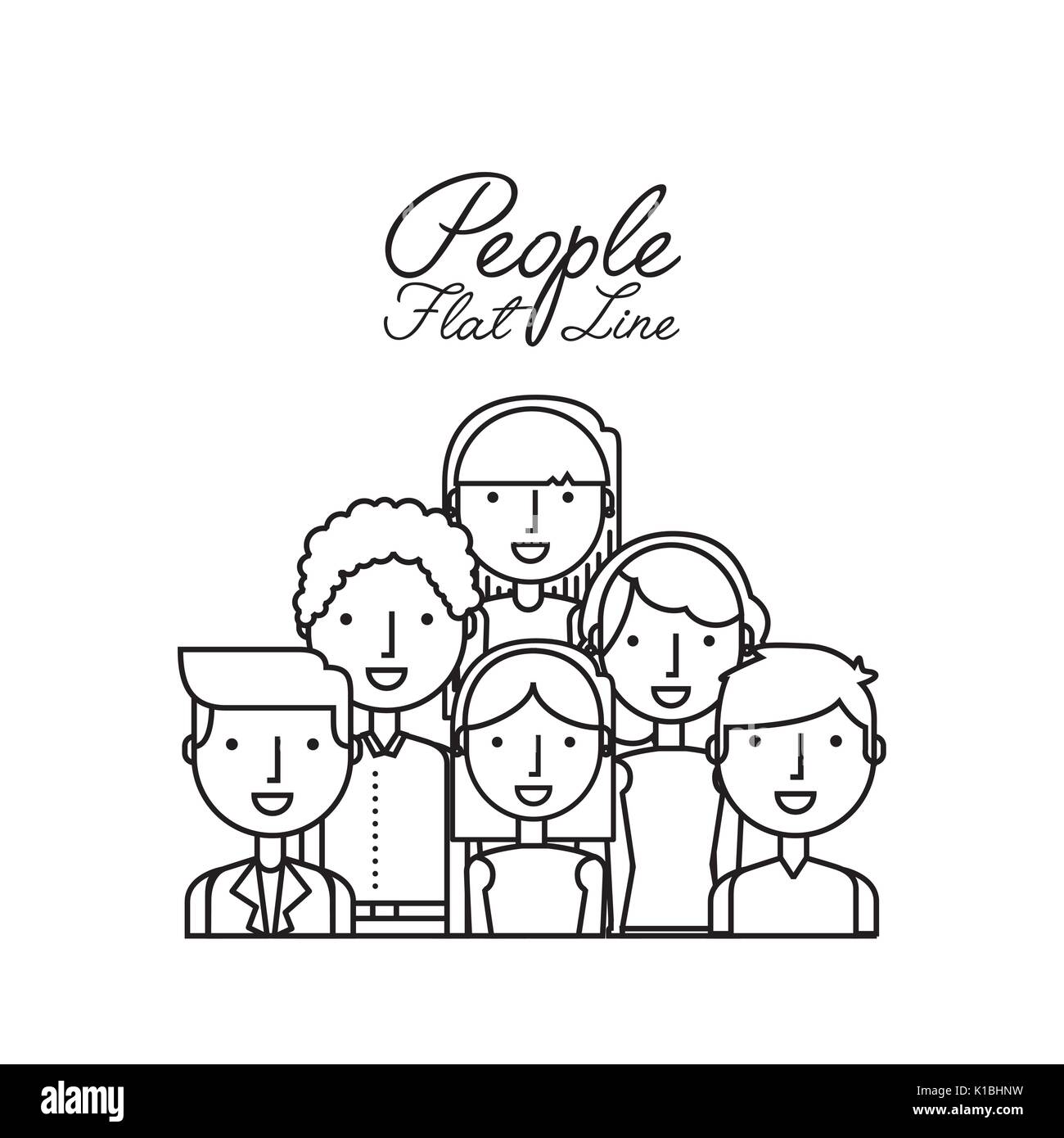 Persone Appartamento di design di linea Illustrazione Vettoriale