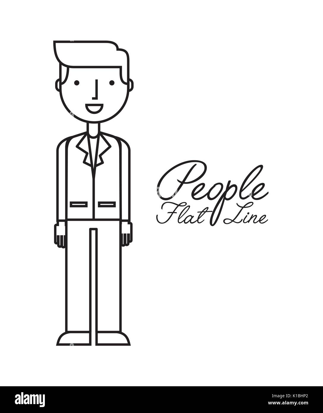 Persone Appartamento di design di linea Illustrazione Vettoriale