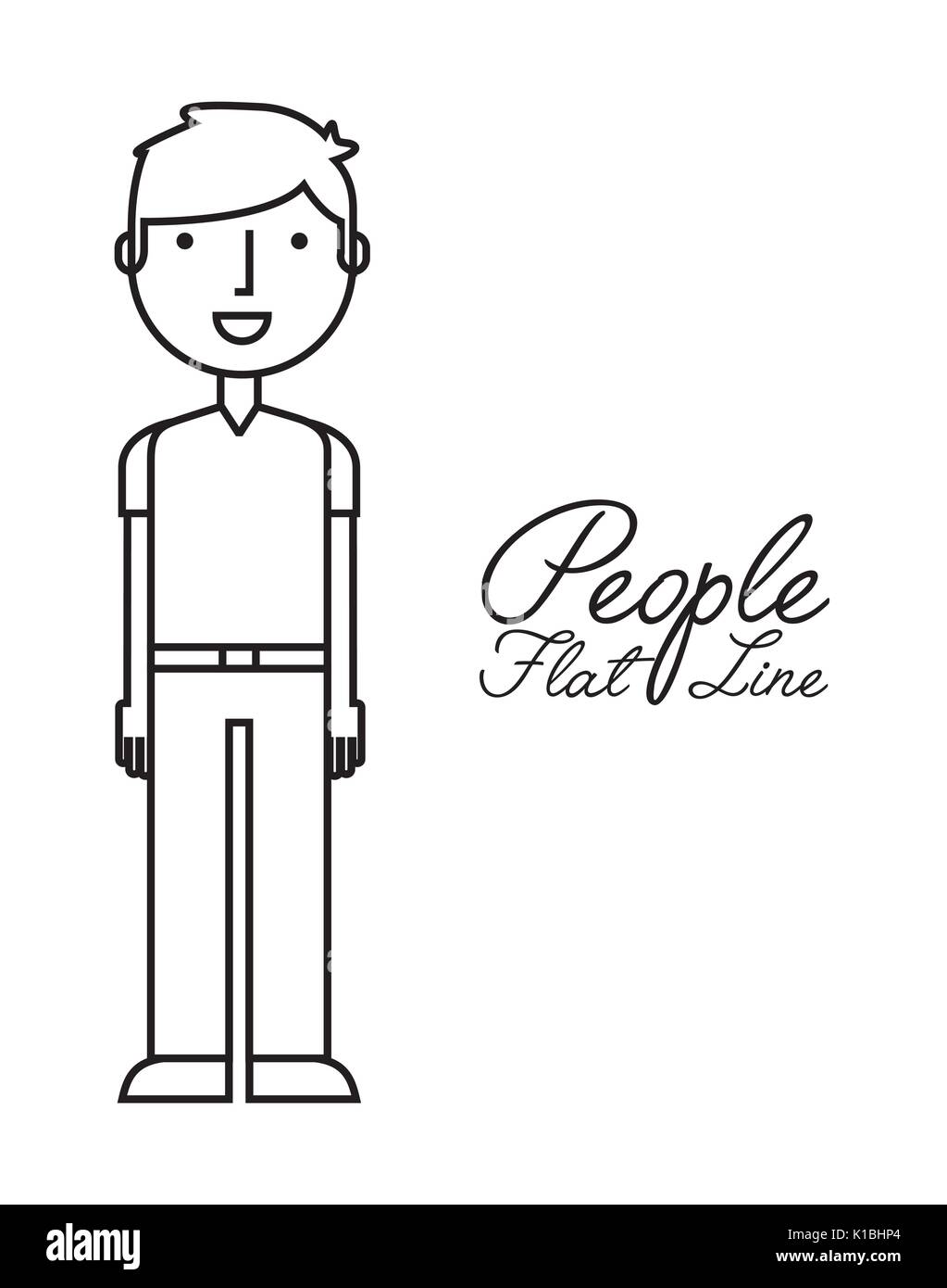 Persone Appartamento di design di linea Illustrazione Vettoriale