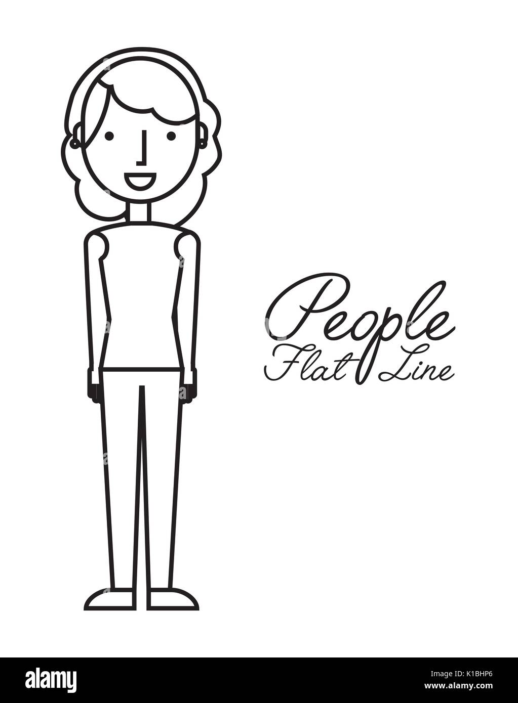 Persone Appartamento di design di linea Illustrazione Vettoriale