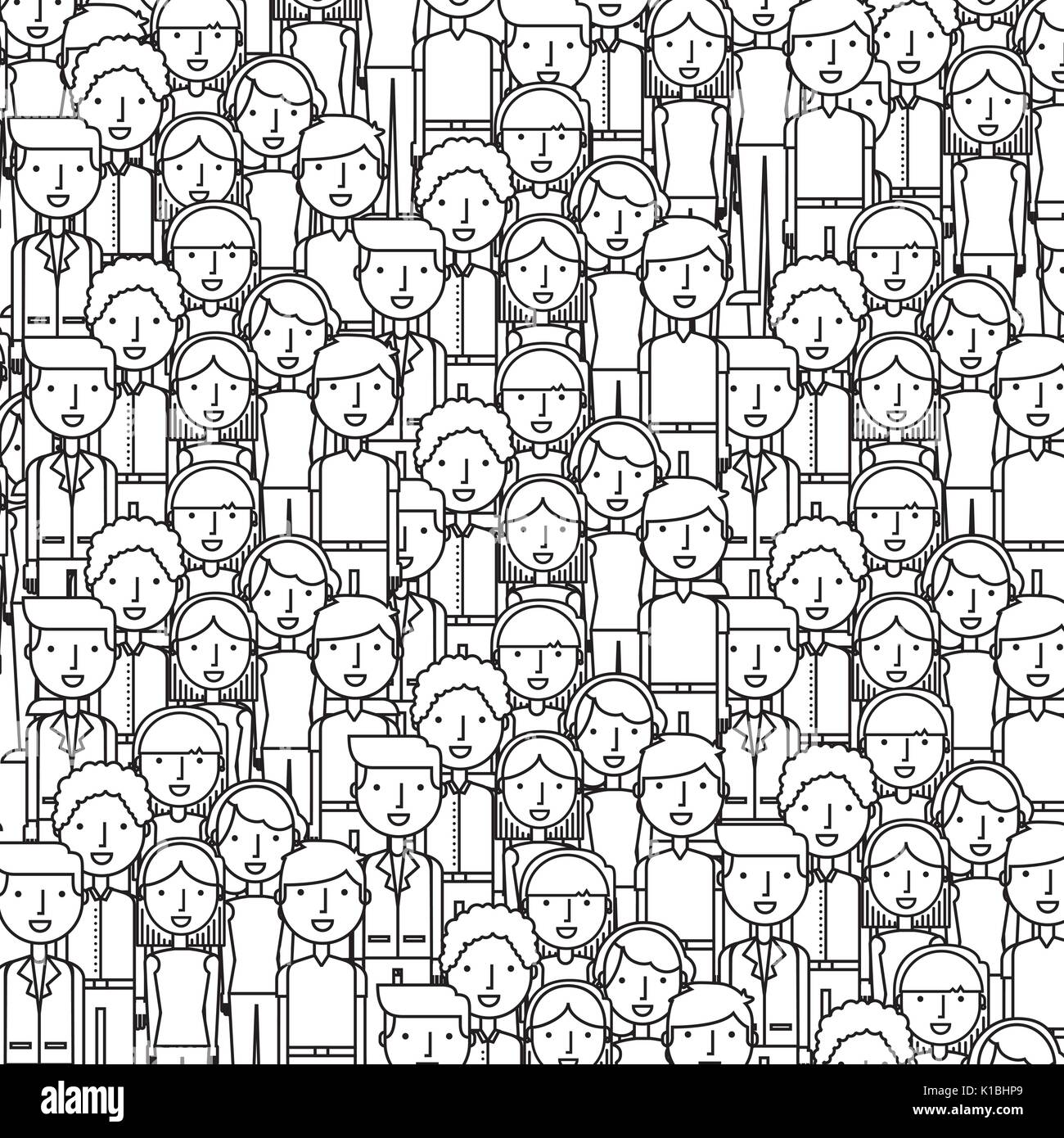 Persone Appartamento di design di linea Illustrazione Vettoriale