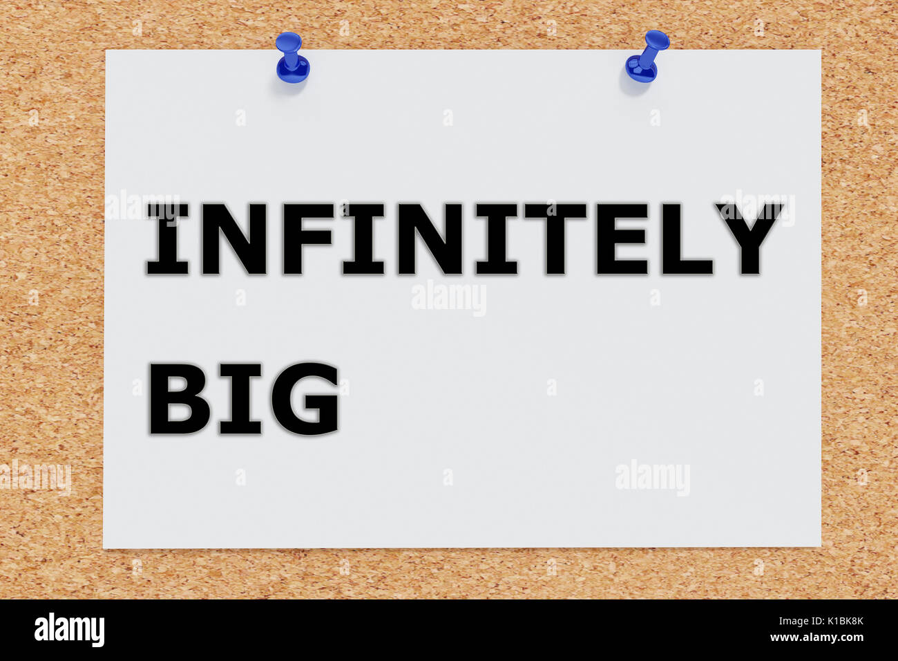 3D illustrazione di infinitamente grande script sulla bacheca di sughero Foto Stock