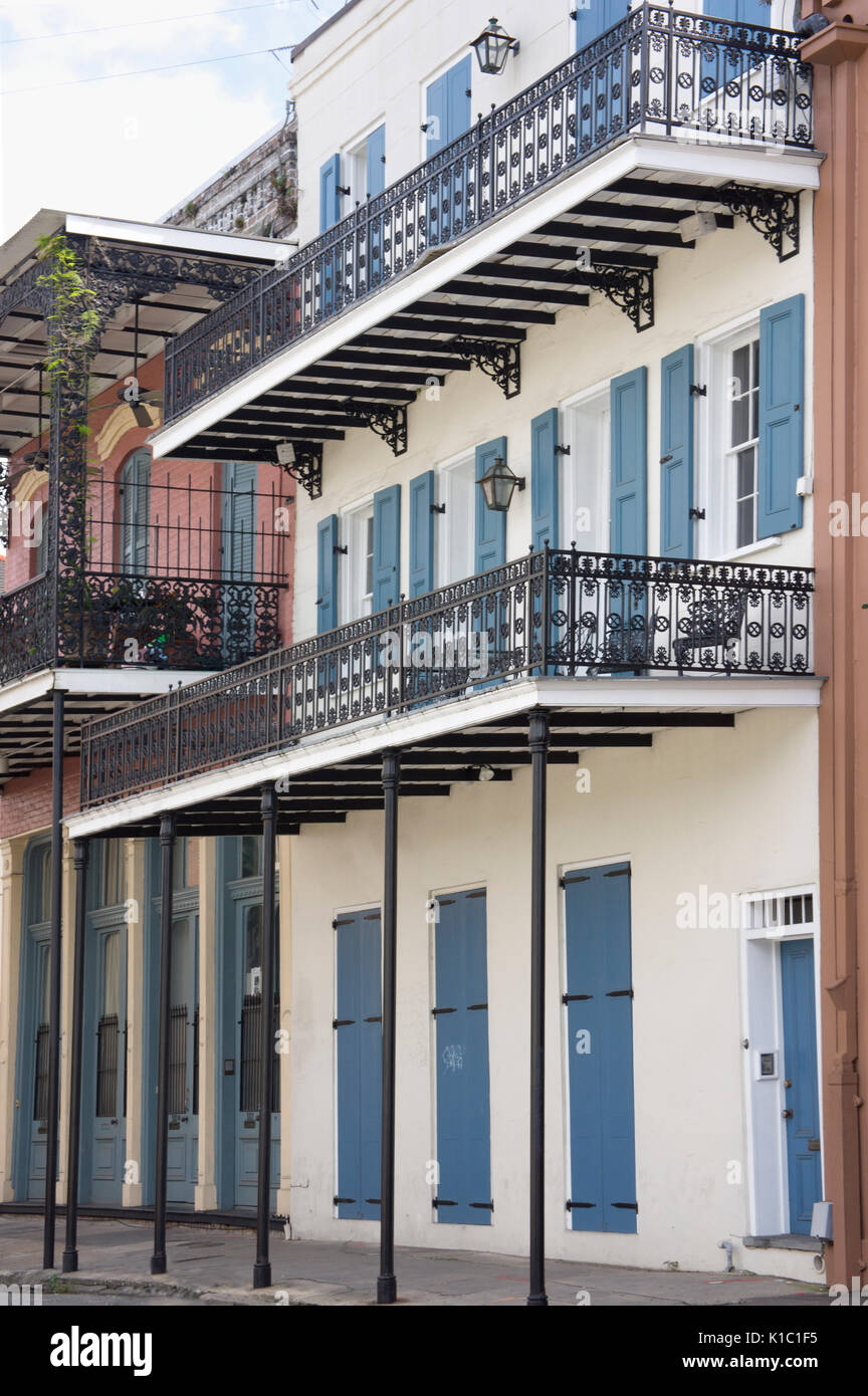 Francese/architettura spagnola in New Orleans" del quartiere francese. Foto Stock