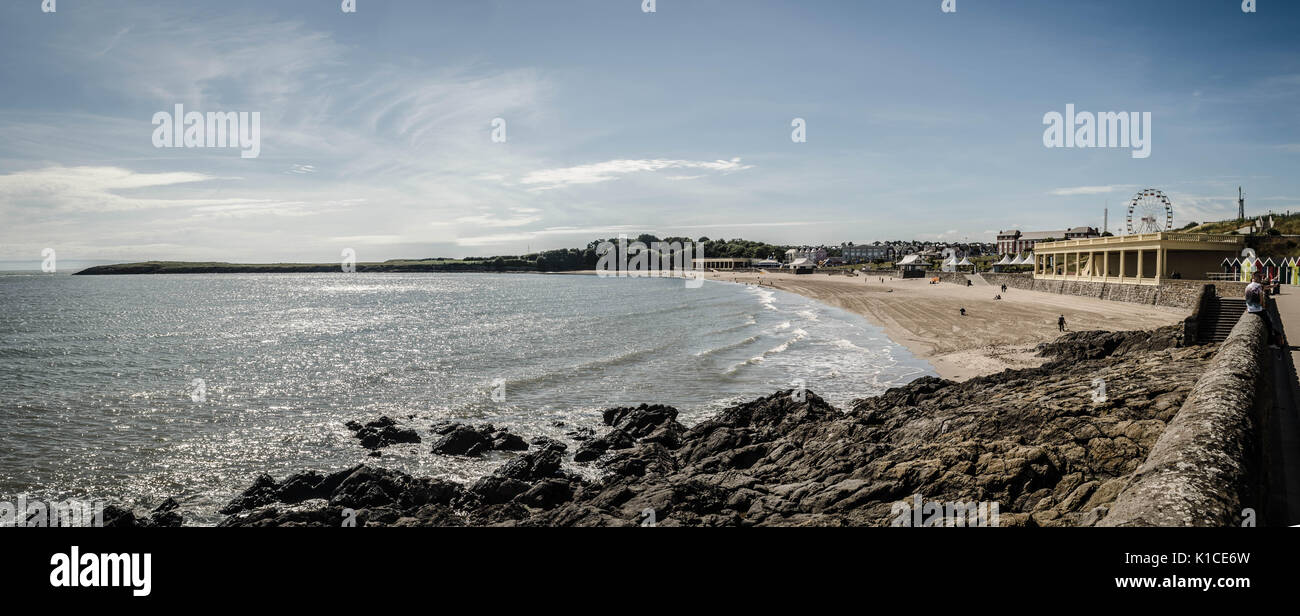 La spiaggia di Baia Whitmore, Barry Island, Vale of Glamorgan, Wales, Regno Unito. Foto Stock