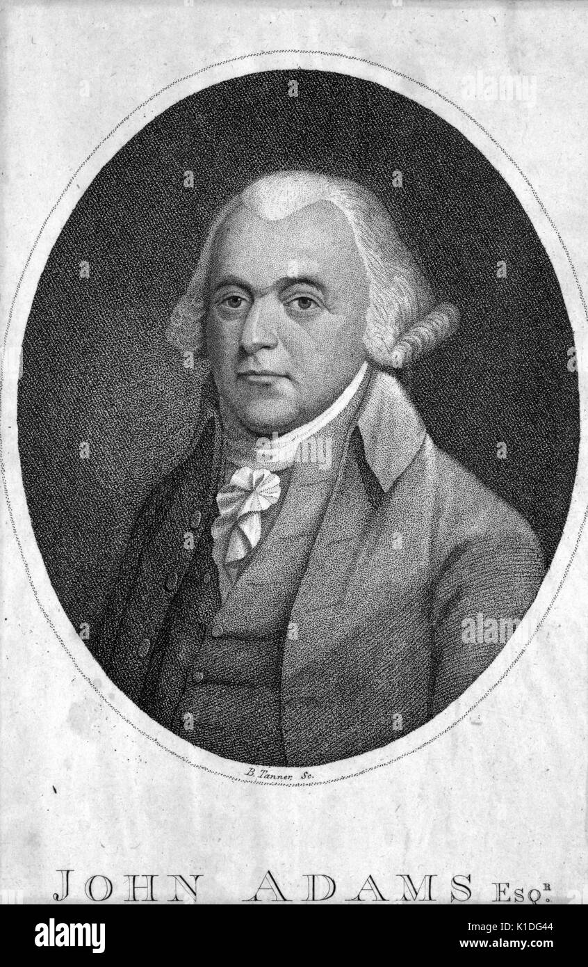 Secondo presidente degli Stati Uniti John Adams, 1800. Dalla Biblioteca pubblica di New York. Foto Stock