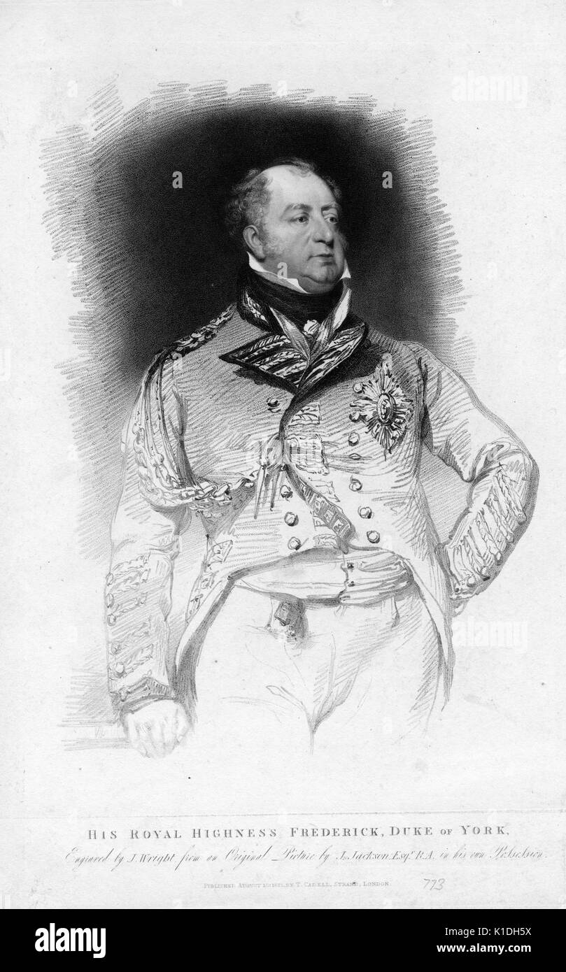 Sua Altezza Reale il principe Federico, il duca di York, ritratto, 1812. dalla biblioteca pubblica di new york. Foto Stock