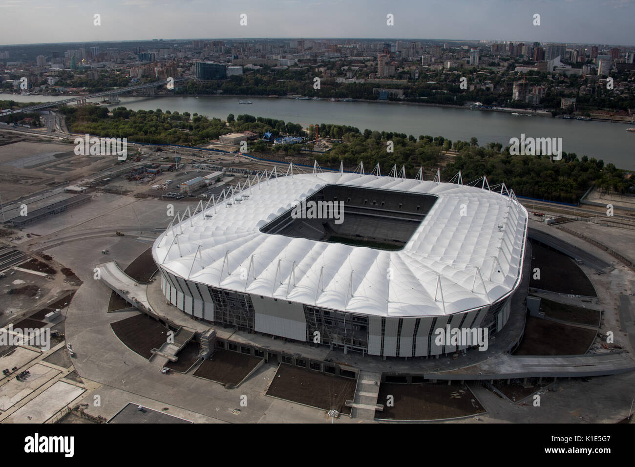 Il 'Rostov Arena', fotografato a Rostov-on-Don, in Russia, 20 agosto 2017. La città è uno dei siti di riproduzione per la Coppa del Mondo FIFA 2018 in Russia. Foto: Marius Becker/dpa Foto Stock