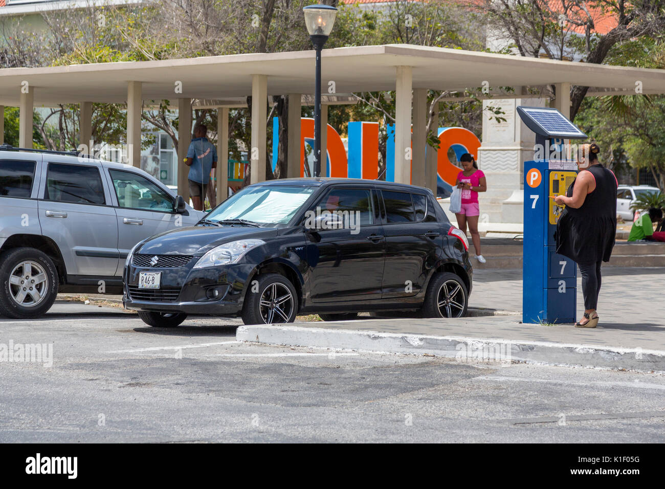 Willemstad, Curacao, Piccole Antille. Solar-Powered parchimetro. Foto Stock