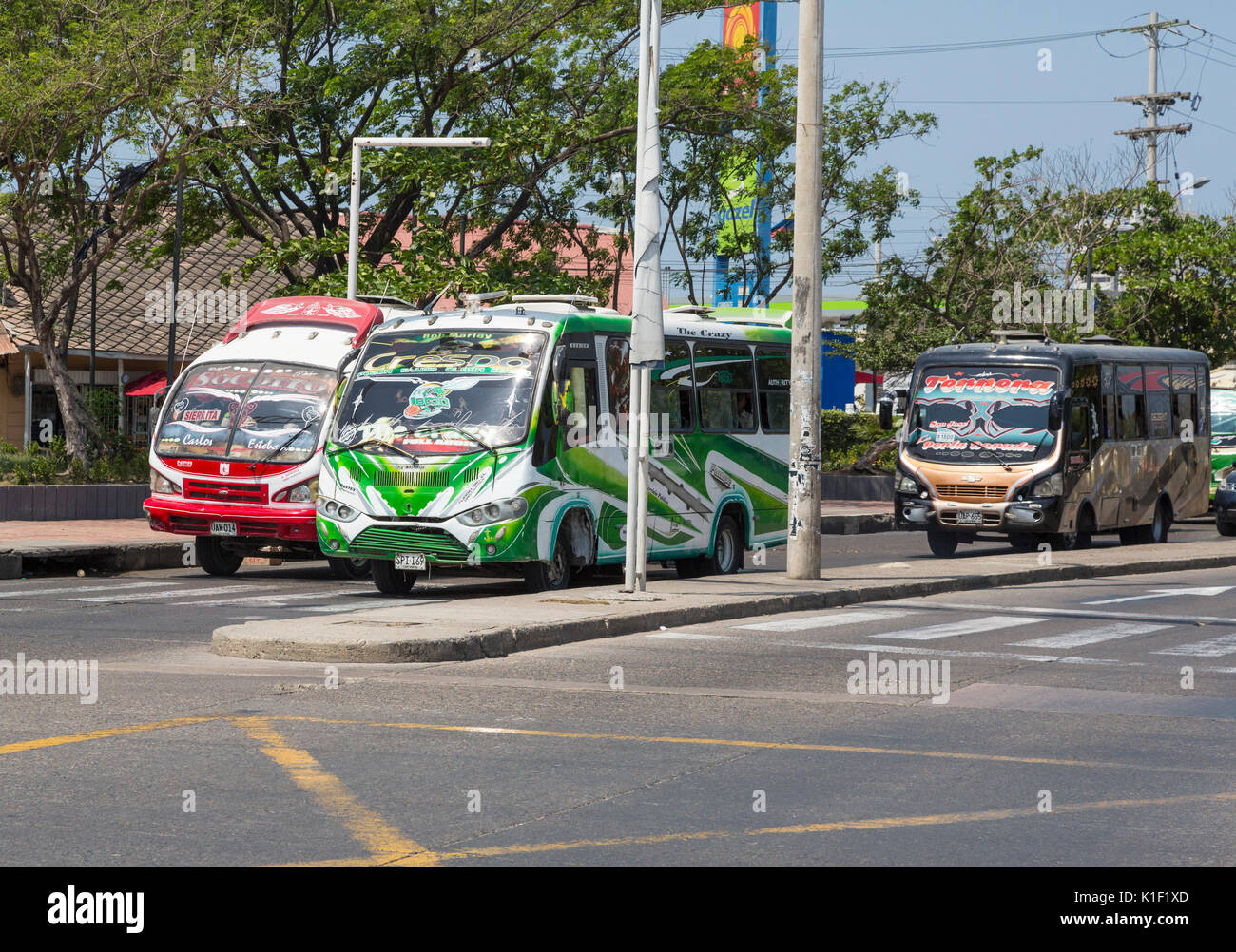 Cartagena, Colombia. Trasporto locale Bus. Foto Stock