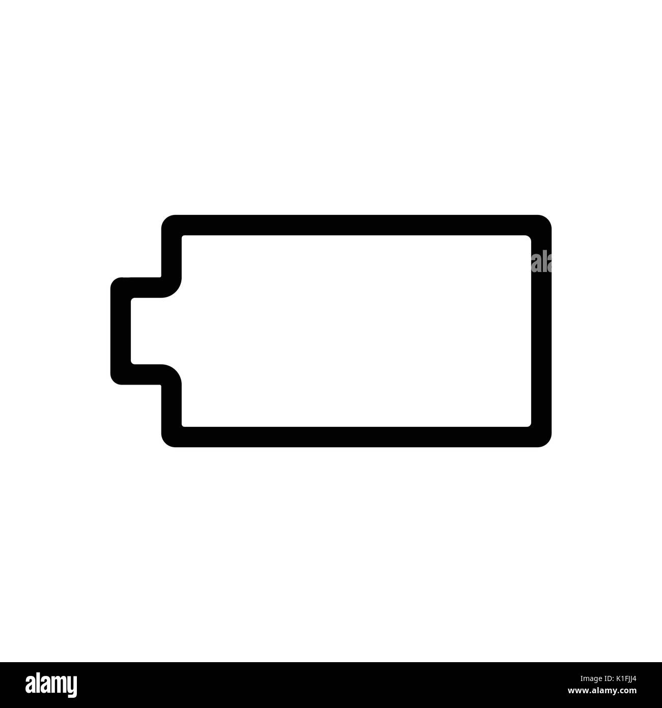 Icona batteria scarica, simbolo iconico, sulla trasparenza griglia. Vettore design iconico. Illustrazione Vettoriale