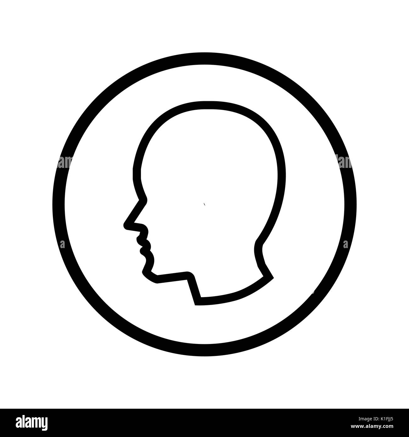 Testa maschio icona simbolo iconico all'interno di un cerchio sulla trasparenza griglia. Vettore design iconico. Illustrazione Vettoriale
