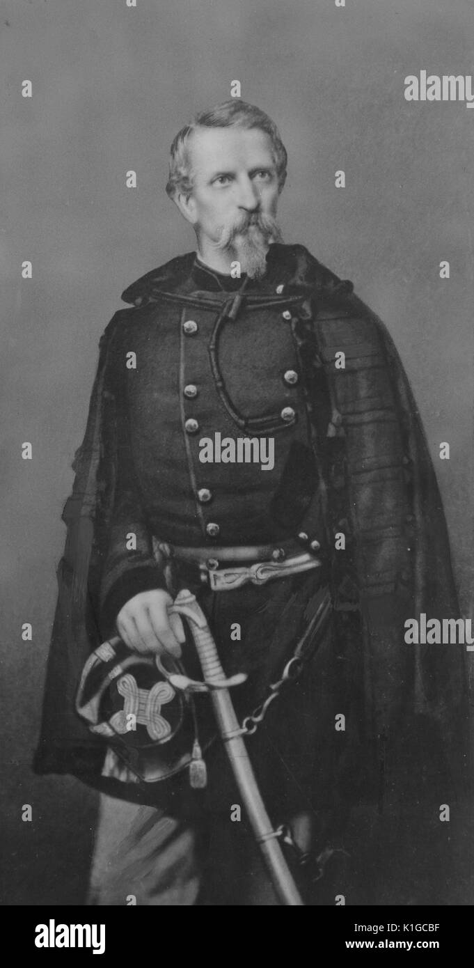 Tre quarti di lunghezza ritratto del generale Philip Kearny in pieno uniforme, 1841. Dalla Biblioteca Pubblica di New York. Foto Stock