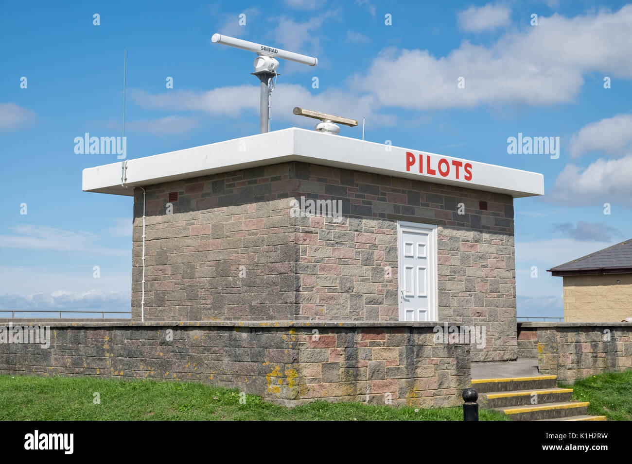 La stazione di piloti al di sopra del mare difese a Burnham on sea Foto Stock