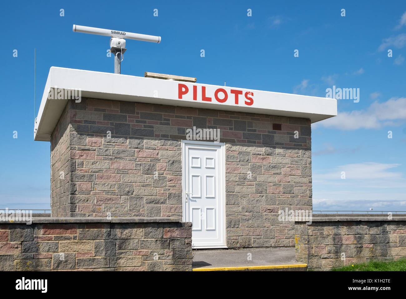 La stazione di piloti al di sopra del mare difese a Burnham on sea Foto Stock