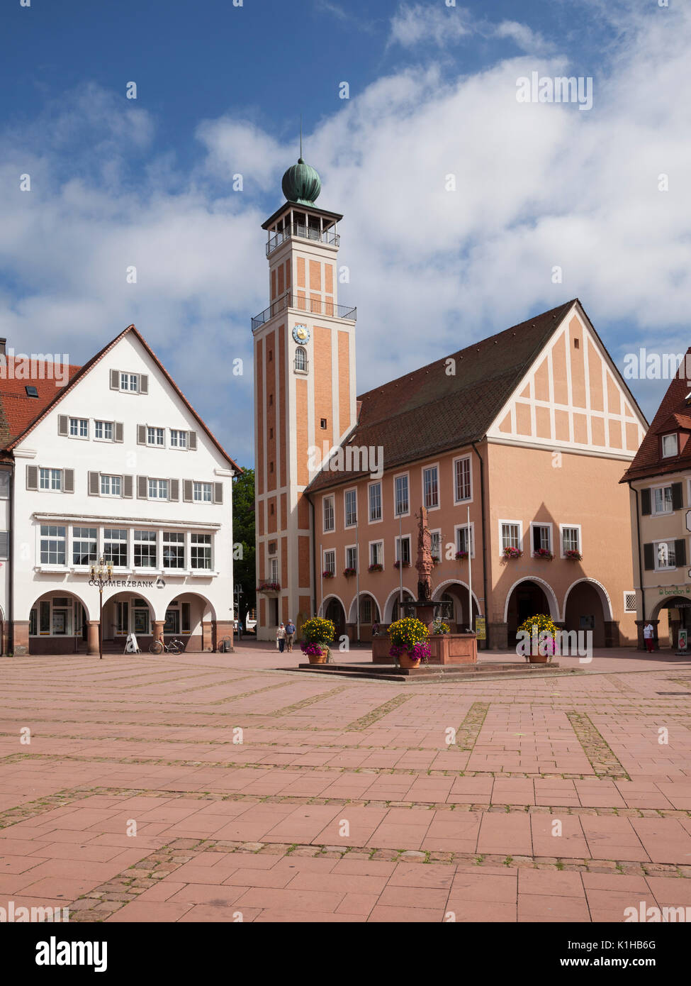 Mercato superiore posto con il municipio di Freudenstadt, foresta nera, Baden-Württemberg, Germania, Europa Foto Stock