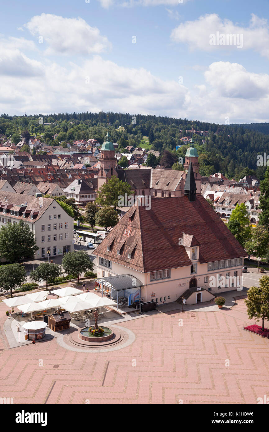 Vista del mercato superiore posto con la casa di città di Freudenstadt, foresta nera, Baden-Württemberg, Germania, Europa Foto Stock