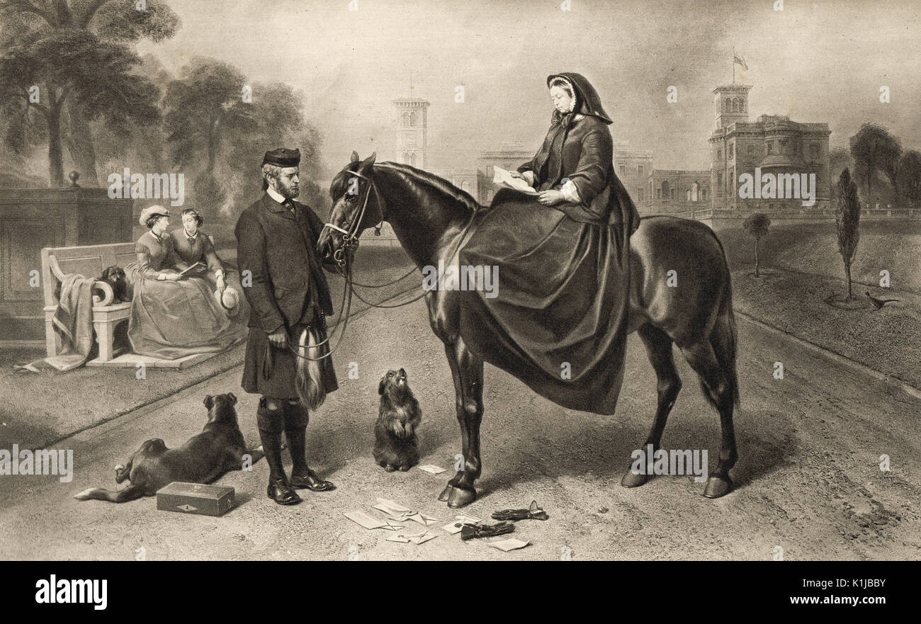 La regina Victoria a Osborne House nel 1865 Foto Stock
