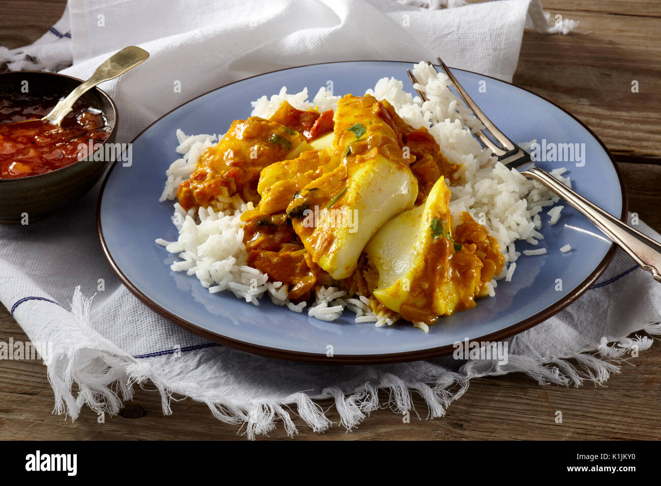 Appartamenti keralesi pesce al curry Foto Stock