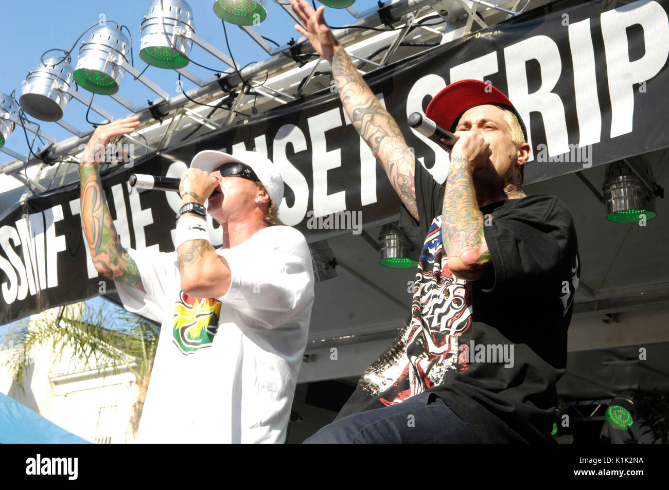 (L-R) MCS Johnny Richter Dustin 'D-lol' Miller Kottonmouth Kings si esibisce il giorno 3 2° Festival annuale di musica Sunset Strip il 12,2009 settembre Los Angeles, California. Foto Stock