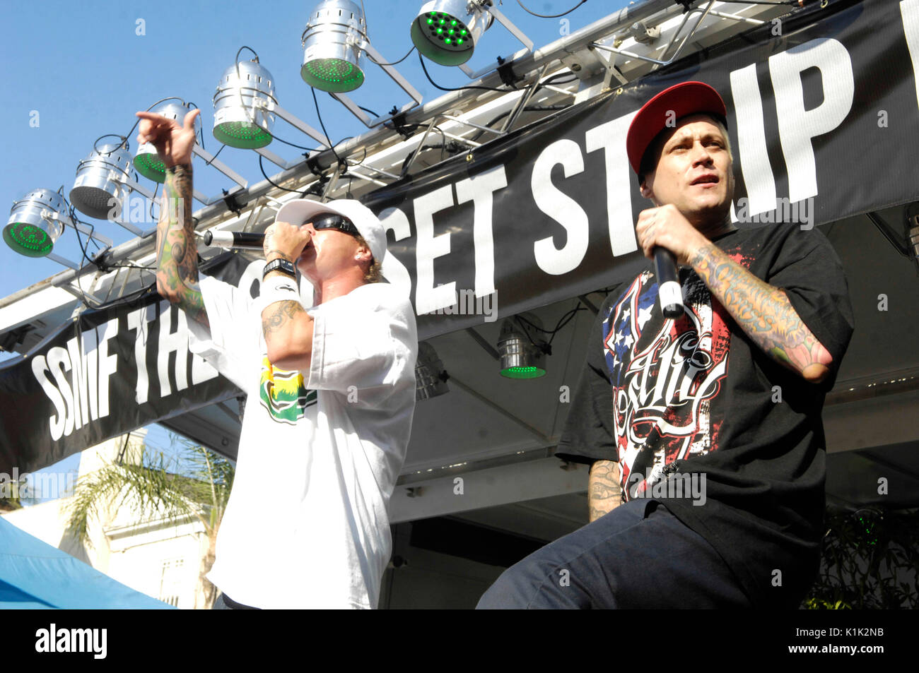 (L-R) MCS Johnny Richter Dustin 'D-lol' Miller Kottonmouth Kings si esibisce il giorno 3 2° Festival annuale di musica Sunset Strip il 12,2009 settembre Los Angeles, California. Foto Stock