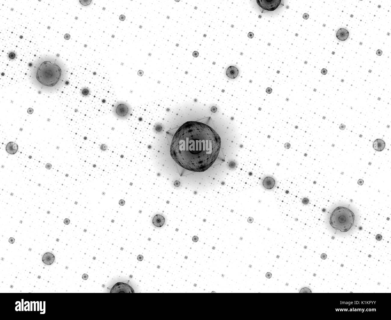 Processori quantistici in texture griglia, generato dal computer sfondo astratto, bianco e nero, rendering 3D Foto Stock