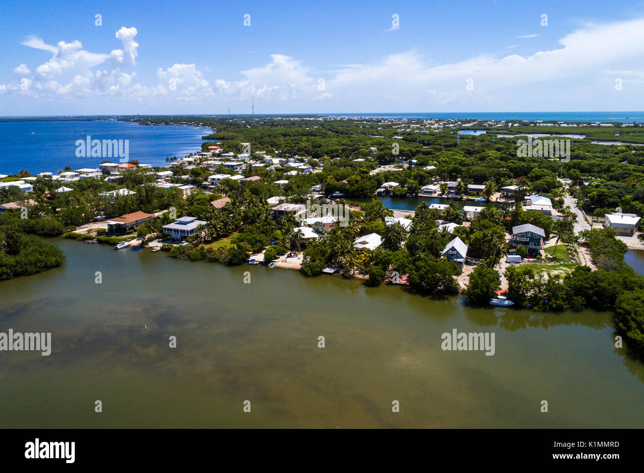 Florida,Florida Keys,Upper,Key Largo,vista aerea dall'alto dell'occhio di uccello sopra,i visitatori viaggiano in viaggio turismo turistico punto di riferimento cultura c Foto Stock