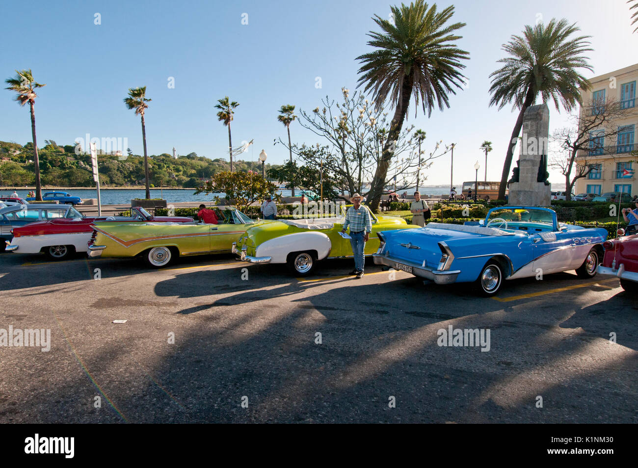 Classic American cars in Havana Cuba Foto Stock