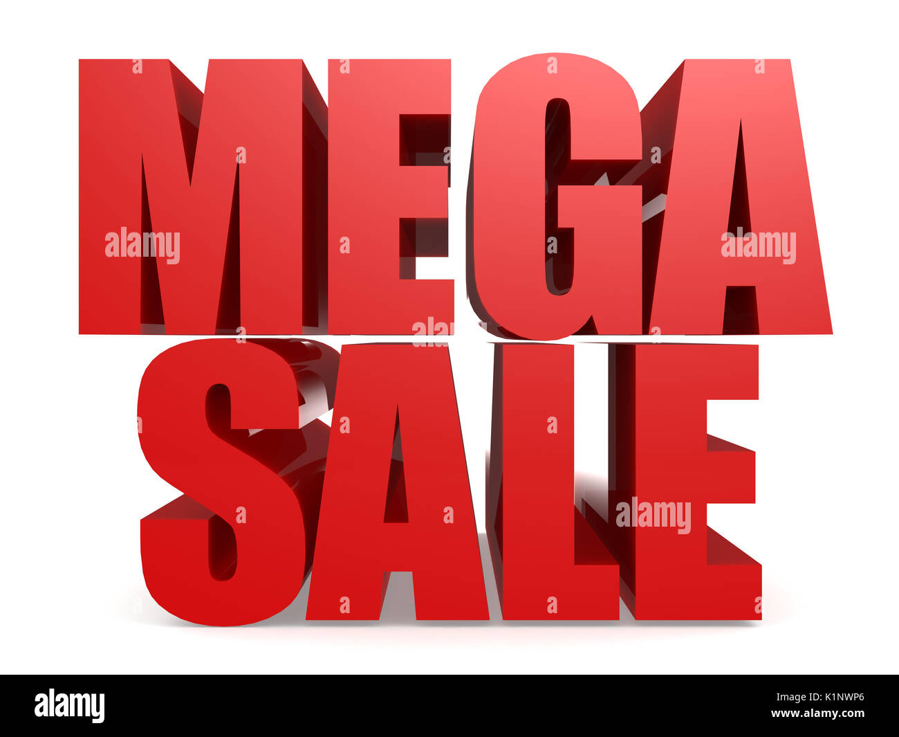 Red mega vendita parola isolata, rendering 3D Foto Stock