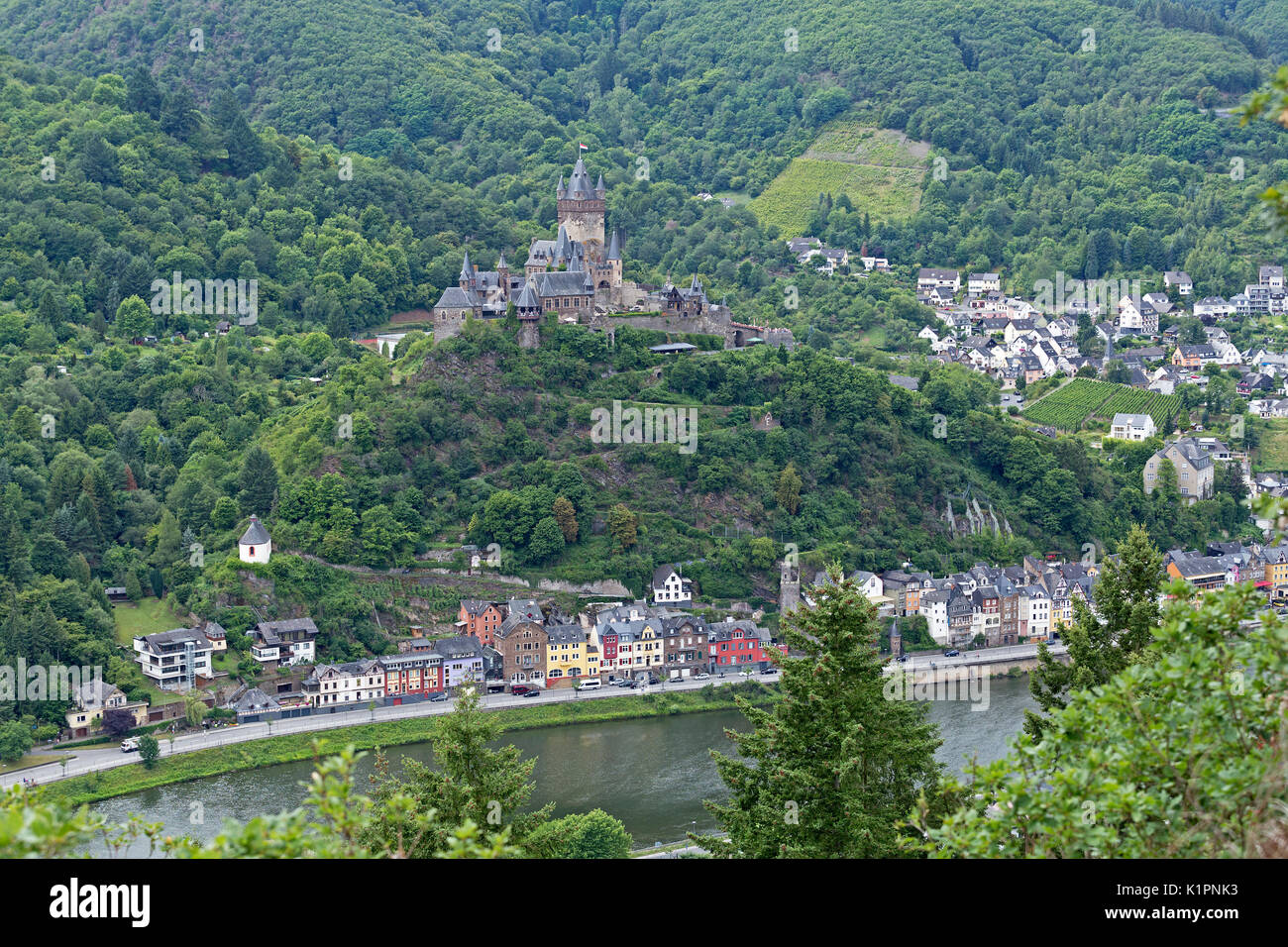 Sul Reichsburg, Cochem, Moselle, Renania-Palatinato, Germania Foto Stock