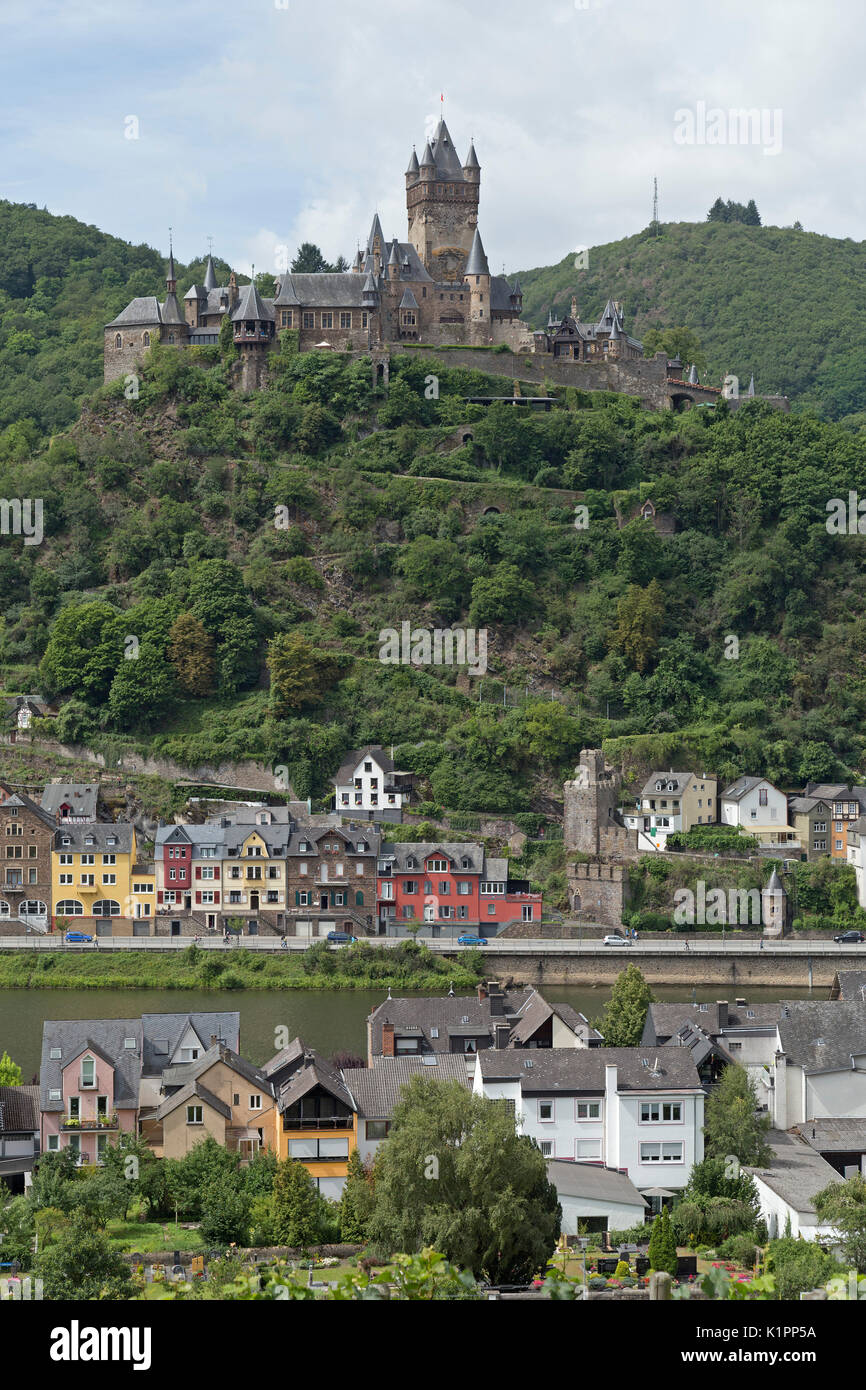 Sul Reichsburg, Cochem, Moselle, Renania-Palatinato, Germania Foto Stock