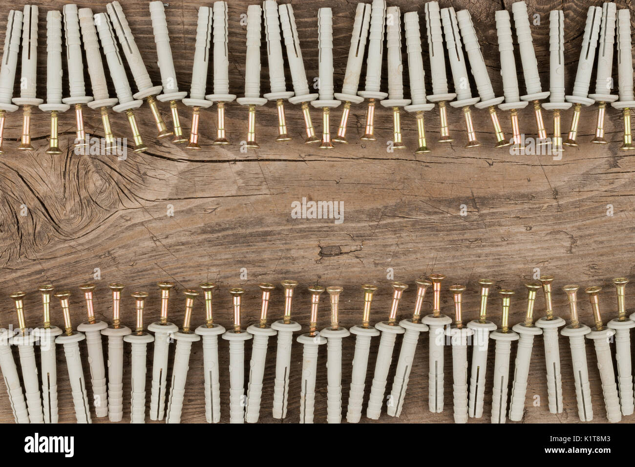 Una chiusura delle viti a croce e chiodi su uno sfondo bianco Foto stock -  Alamy