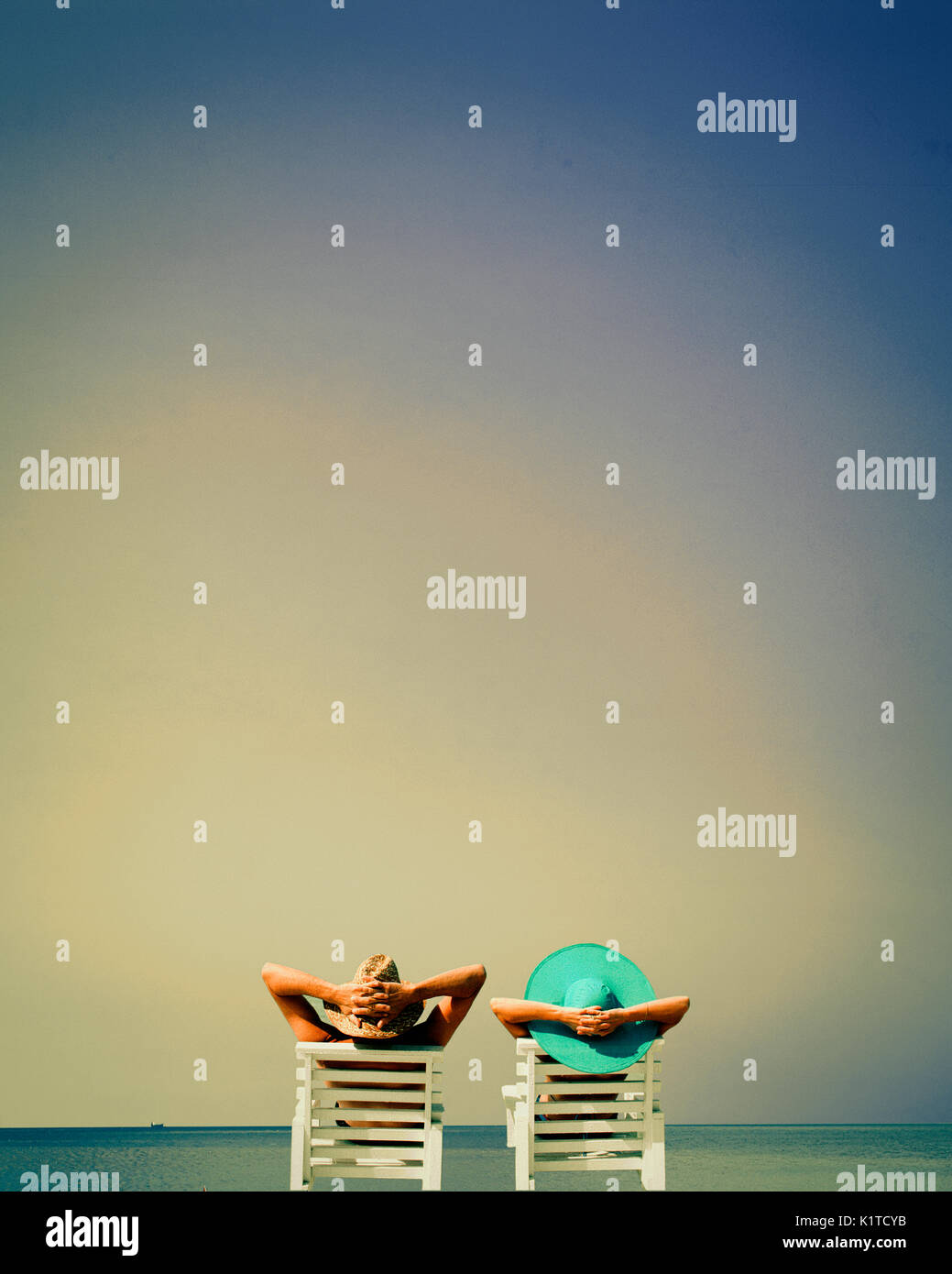 Arte digitale: giovane sulla spiaggia Foto Stock