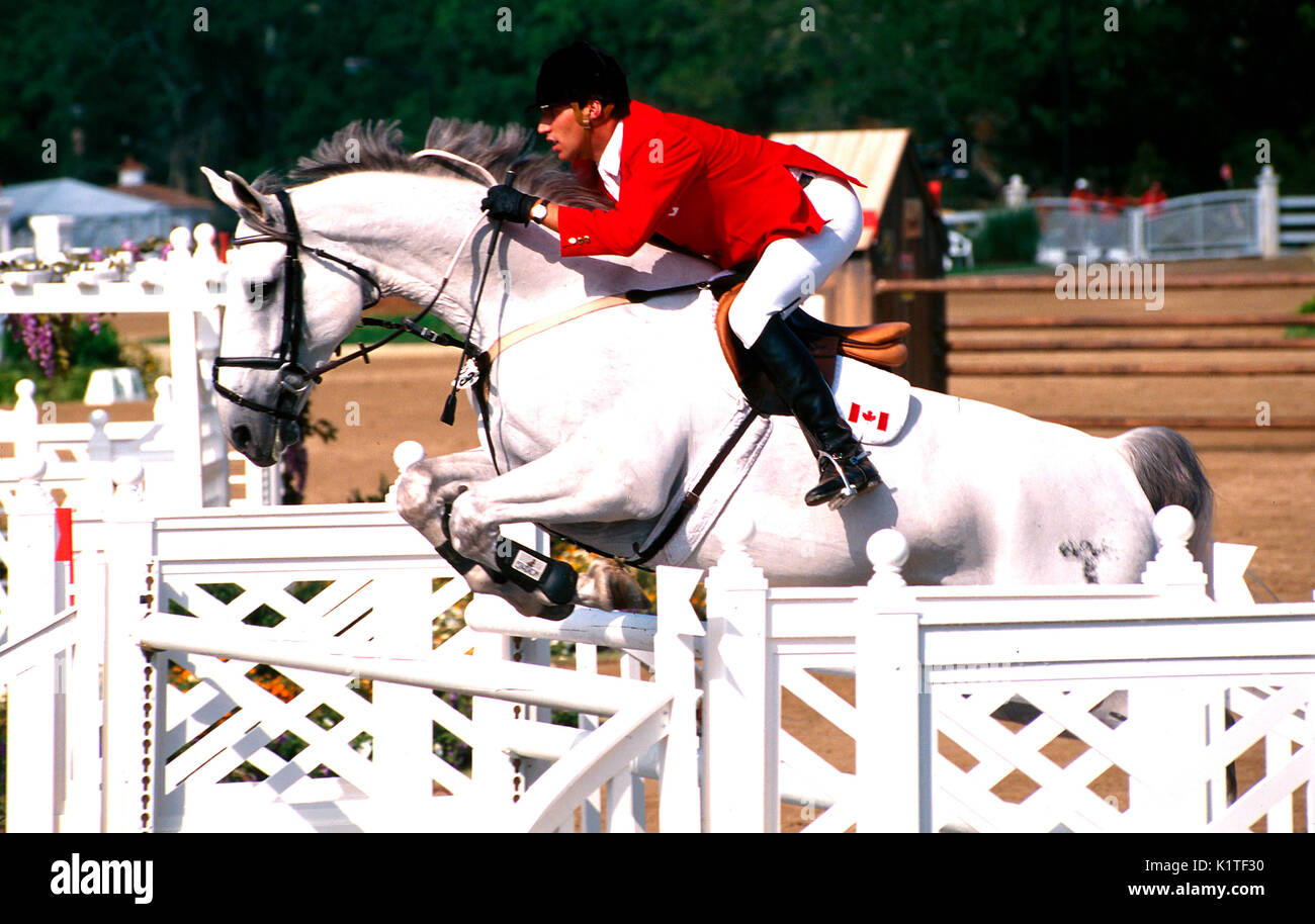 I Giochi olimpici di Atlanta, 1996, Christopher Delia, Canada, Equitazione Sam silenzioso, Christopher Delia (CAN) silenziosa di Equitazione Sam Foto Stock