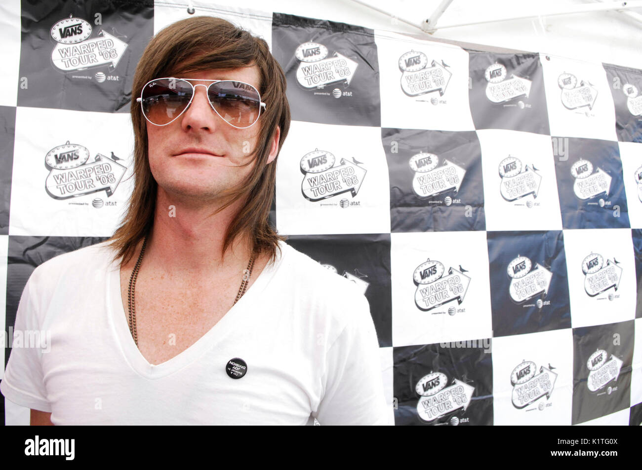 Stephen christian anberlin esecuzione 2008 Vans warped tour pomona fairgrounds pomona. Foto Stock