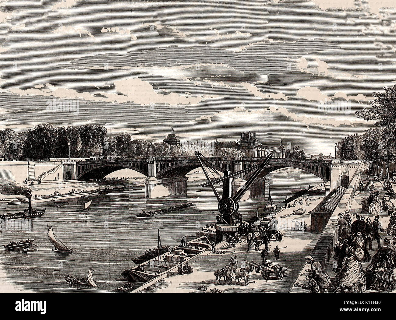 Nuovo ponte sul Siene a Parigi, nel 1860 circa Foto Stock