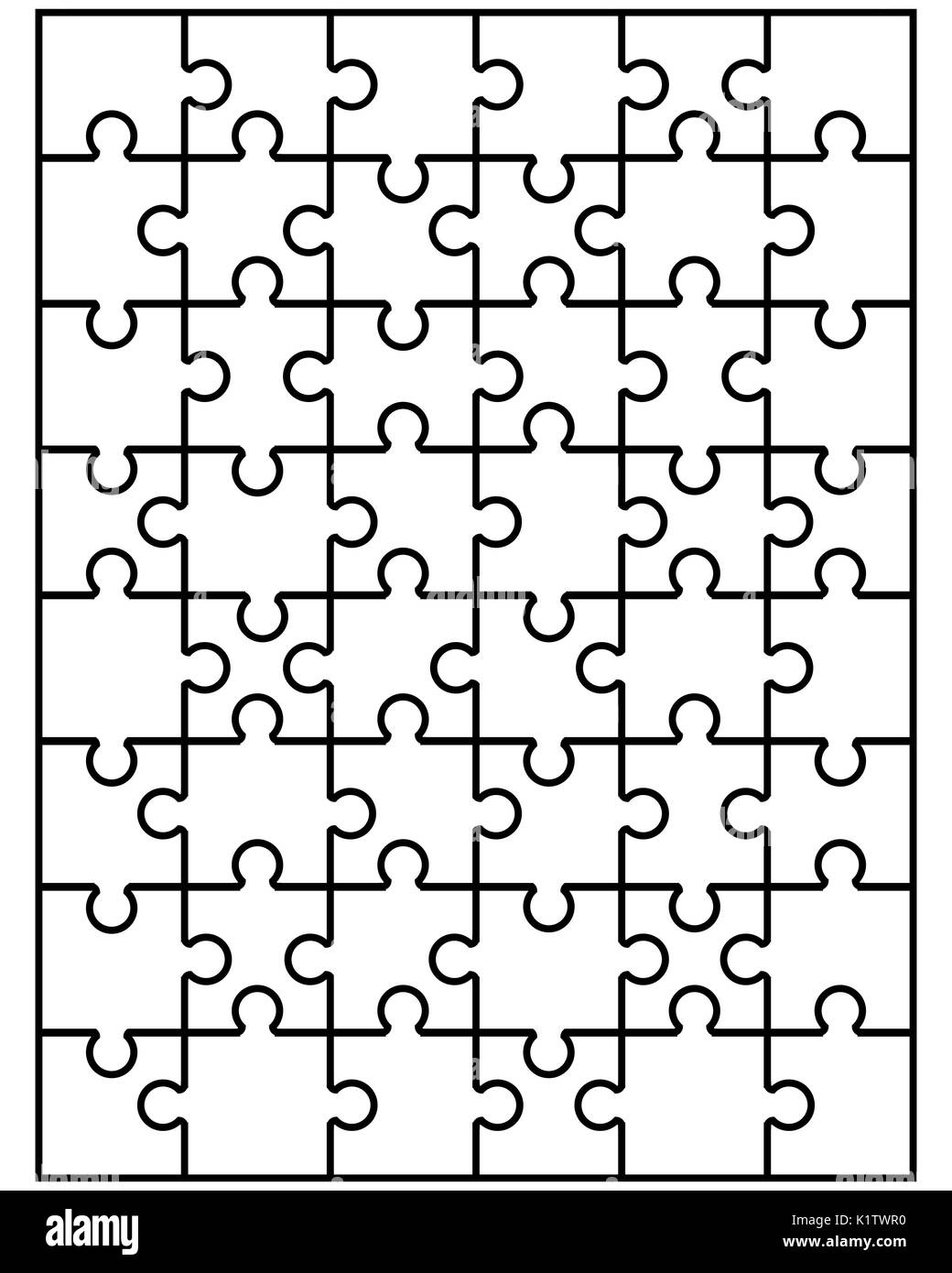 Illustrazione di parti separate del puzzle bianco Foto Stock